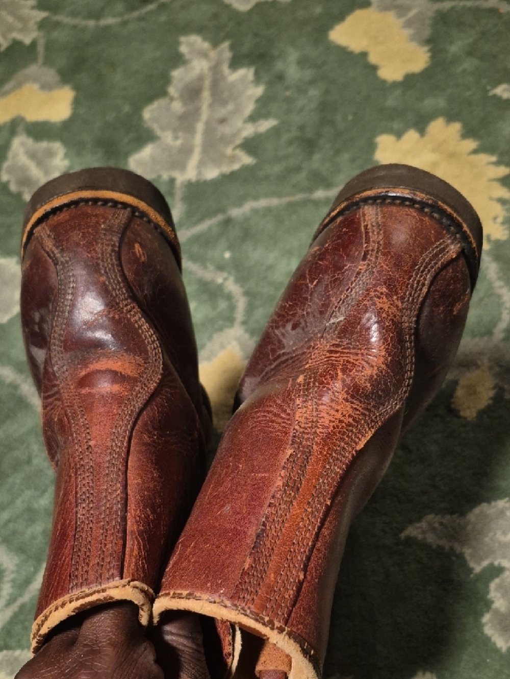 Men's Rustic Brown Leather Lace-Up Work Boots - Picture 6 of 12